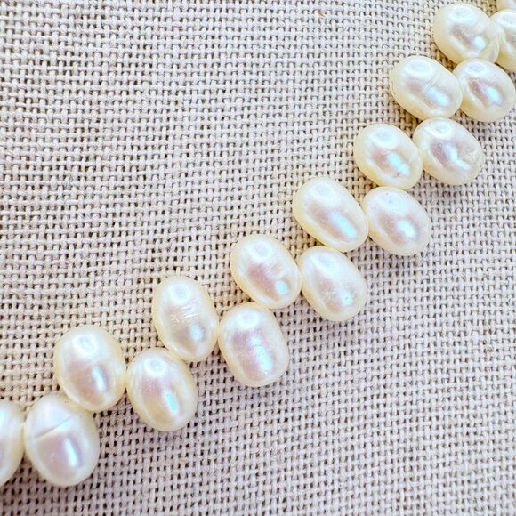 Sterling Silver 925 Alternating Freshwater Pearl Chain Necklace Size 17" Length - Picture 2 of 11